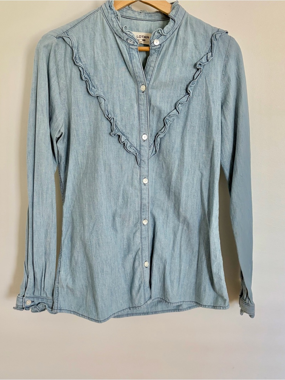 Nili Lotan Marcela Western Chambray Long Sleeve Button Up Top Size XS - Picture 2 of 12